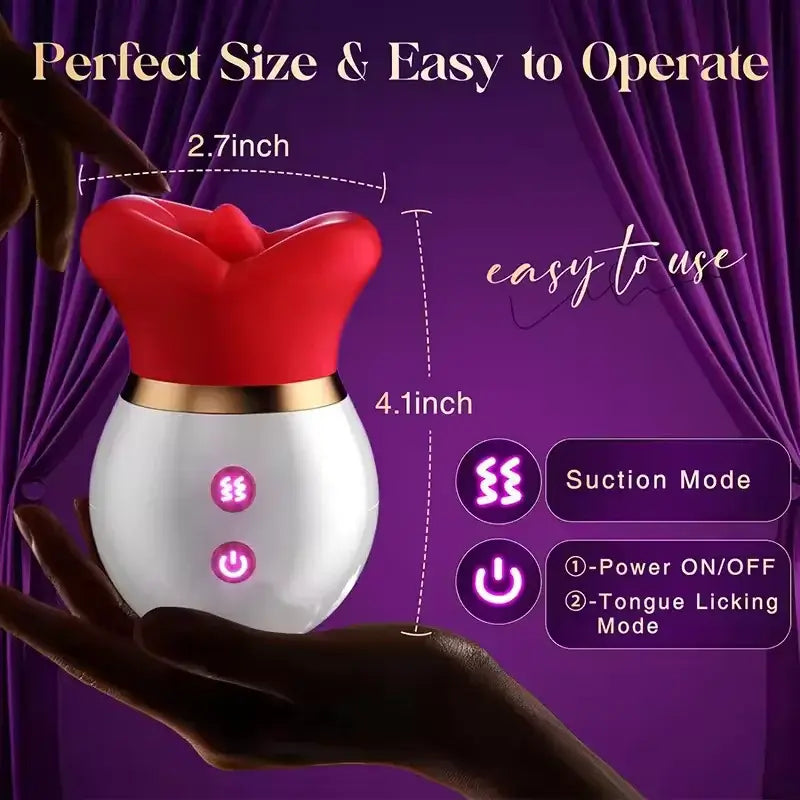 KISS|Rose Tongue Licking & Suction Clitoral Stimulator Sex Toys