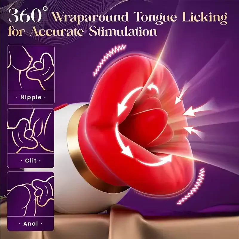 KISS|Rose Tongue Licking & Suction Clitoral Stimulator Sex Toys