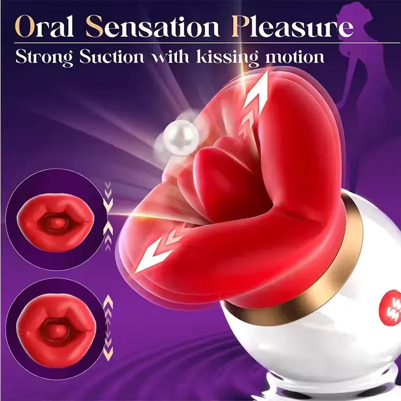 KISS|Rose Tongue Licking & Suction Clitoral Stimulator Sex Toys