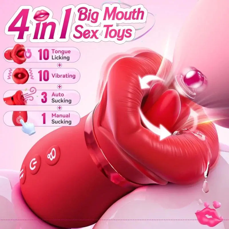 LIPS| Kiss App Control Tongue Licking Multi Stimulations Mouth Vibrator