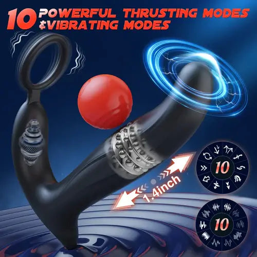 SBD|Thrusting & Vibrating Anal Vibrator Butt Plug with Cock Ring