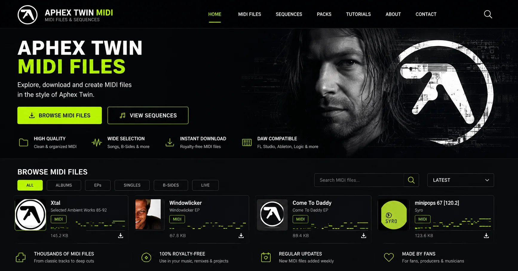 Aphex Twin MIDI Website